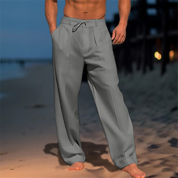 Luca Bellini | Relaxed Linen Beach Trousers For Men