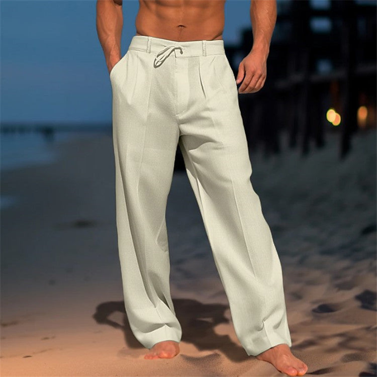 Luca Bellini | Relaxed Linen Beach Trousers For Men