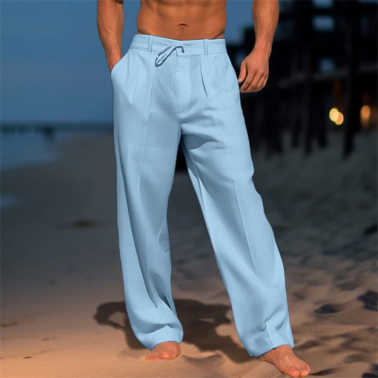 Luca Bellini | Relaxed Linen Beach Trousers For Men