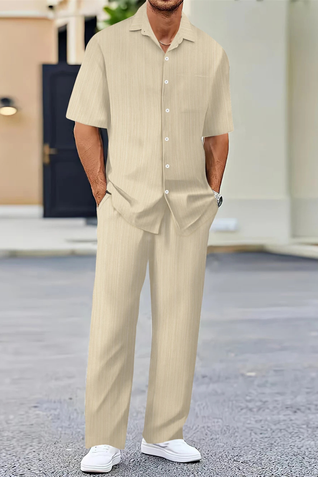 Dorian Ashworth | Black Stripe Relaxed Co-Ord Set for Men