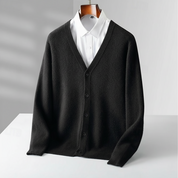 Edmund Galveston | Men's Beige Button-Front Knit Cardigan