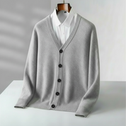 Edmund Galveston | Men's Beige Button-Front Knit Cardigan