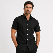 Bastian Lefèvre | Light Blue Linen Short Sleeve Shirt for Men