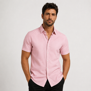 Bastian Lefèvre | Light Blue Linen Short Sleeve Shirt for Men