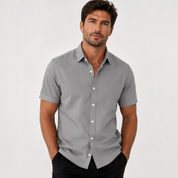 Bastian Lefèvre | Light Blue Linen Short Sleeve Shirt for Men