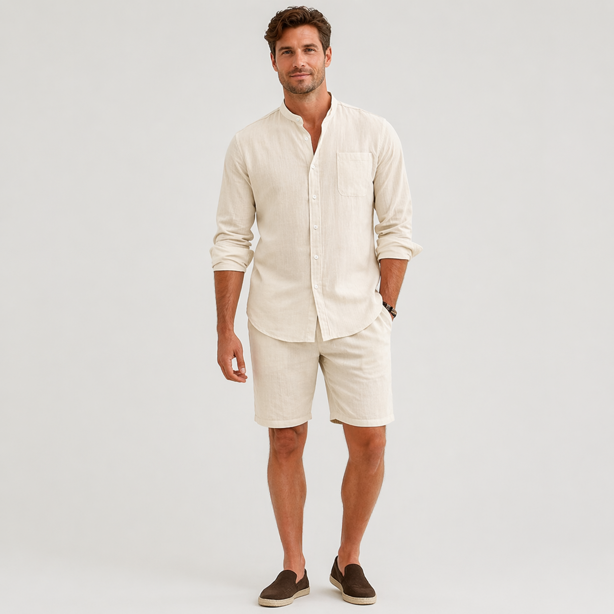 Donovan Ashleigh | Men's Black Linen Shirt and Shorts Set