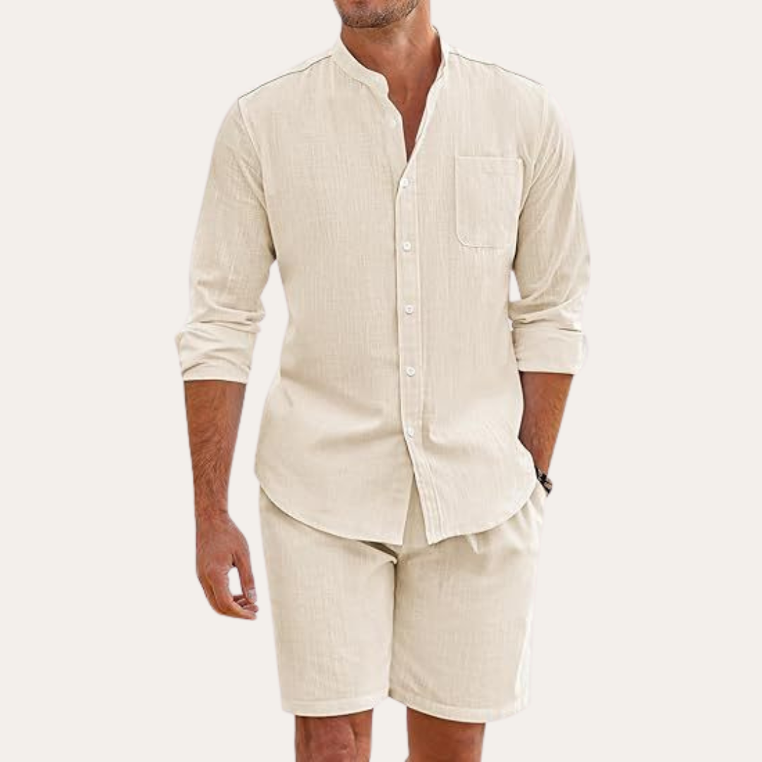 Donovan Ashleigh | Men's Black Linen Shirt and Shorts Set