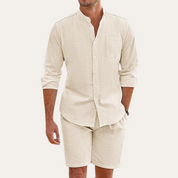 Donovan Ashleigh | Men's Black Linen Shirt and Shorts Set