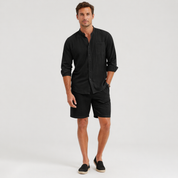 Donovan Ashleigh | Men's Black Linen Shirt and Shorts Set