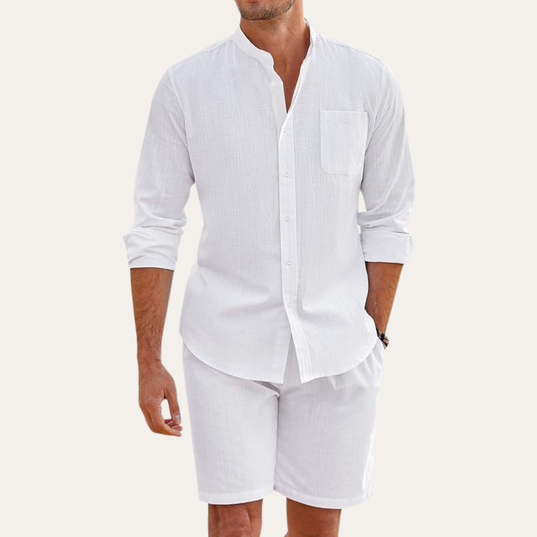 Donovan Ashleigh | Men's Black Linen Shirt and Shorts Set