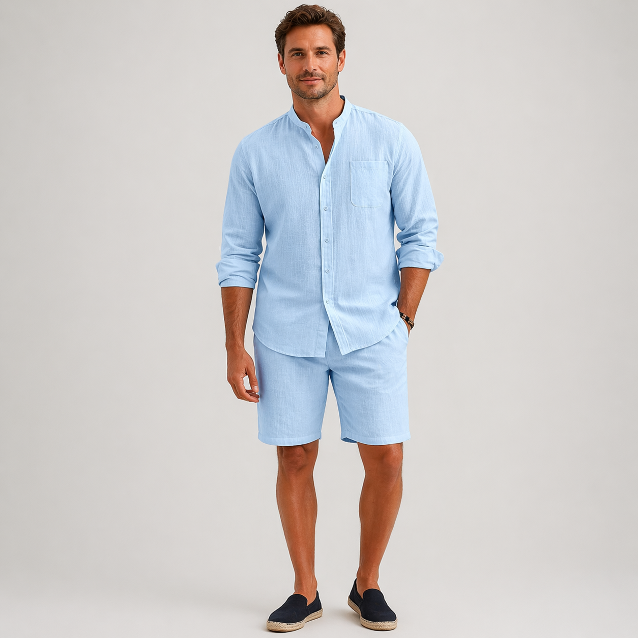 Donovan Ashleigh | Men's Black Linen Shirt and Shorts Set