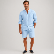 Donovan Ashleigh | Men's Black Linen Shirt and Shorts Set