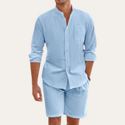 Donovan Ashleigh | Men's Black Linen Shirt and Shorts Set
