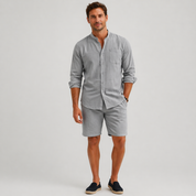 Donovan Ashleigh | Men's Black Linen Shirt and Shorts Set