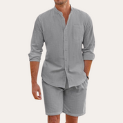 Donovan Ashleigh | Men's Black Linen Shirt and Shorts Set