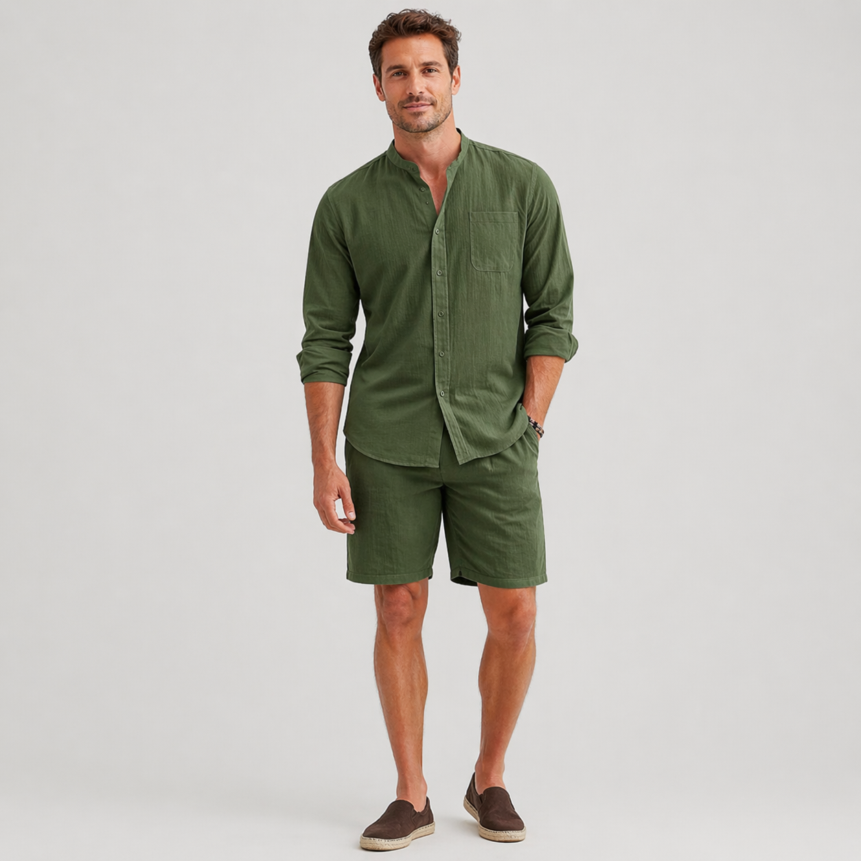 Donovan Ashleigh | Men's Black Linen Shirt and Shorts Set