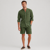 Donovan Ashleigh | Men's Black Linen Shirt and Shorts Set