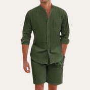 Donovan Ashleigh | Men's Black Linen Shirt and Shorts Set