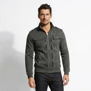 Armand Leclerc | Black Slim Fit Zip Jacket for Men