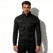 Armand Leclerc | Black Slim Fit Zip Jacket for Men