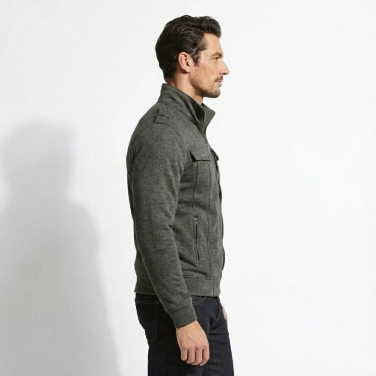 Armand Leclerc | Black Slim Fit Zip Jacket for Men