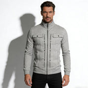 Armand Leclerc | Black Slim Fit Zip Jacket for Men
