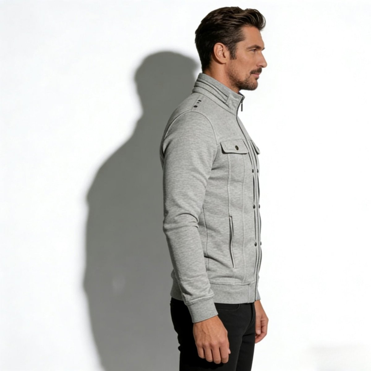 Armand Leclerc | Black Slim Fit Zip Jacket for Men