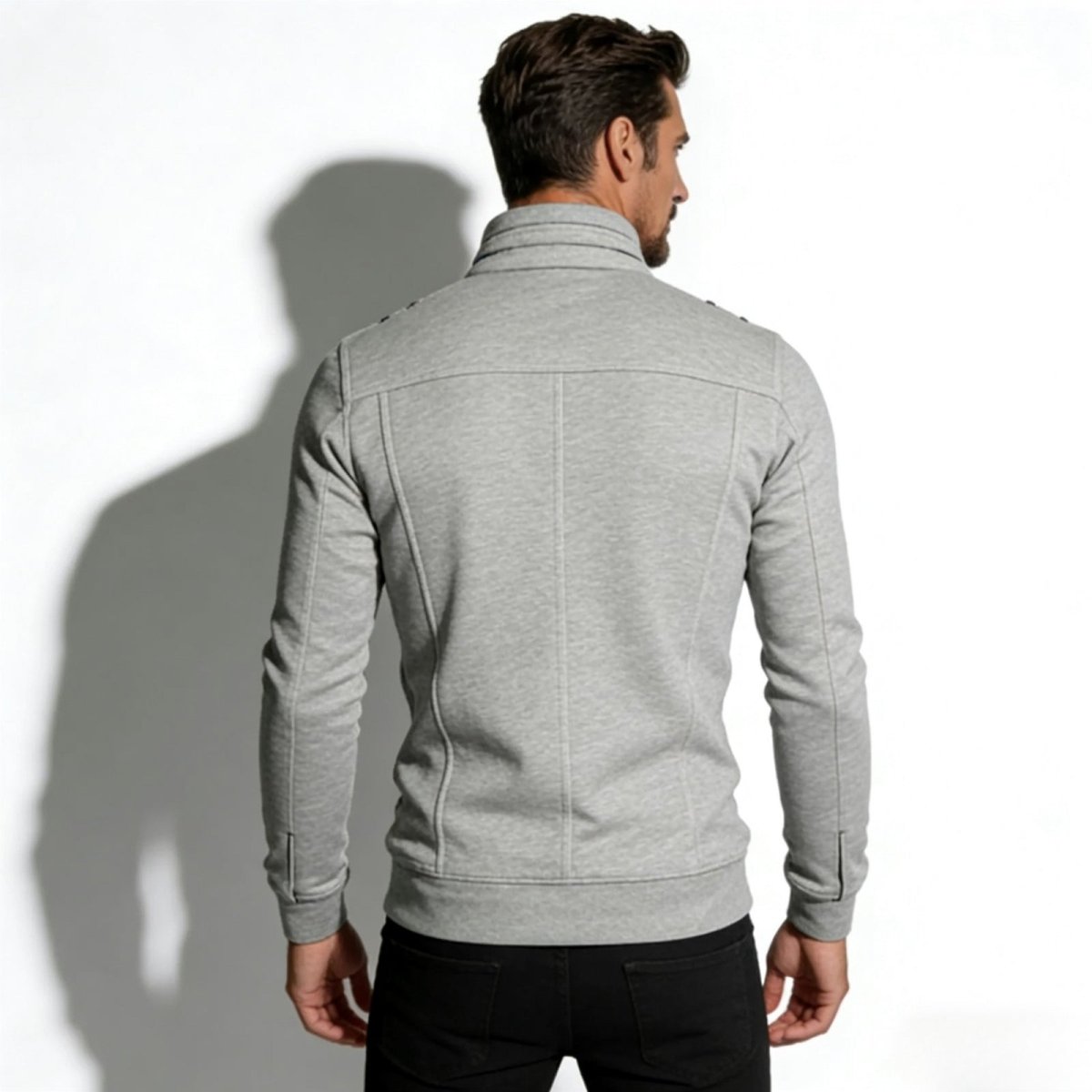 Armand Leclerc | Black Slim Fit Zip Jacket for Men
