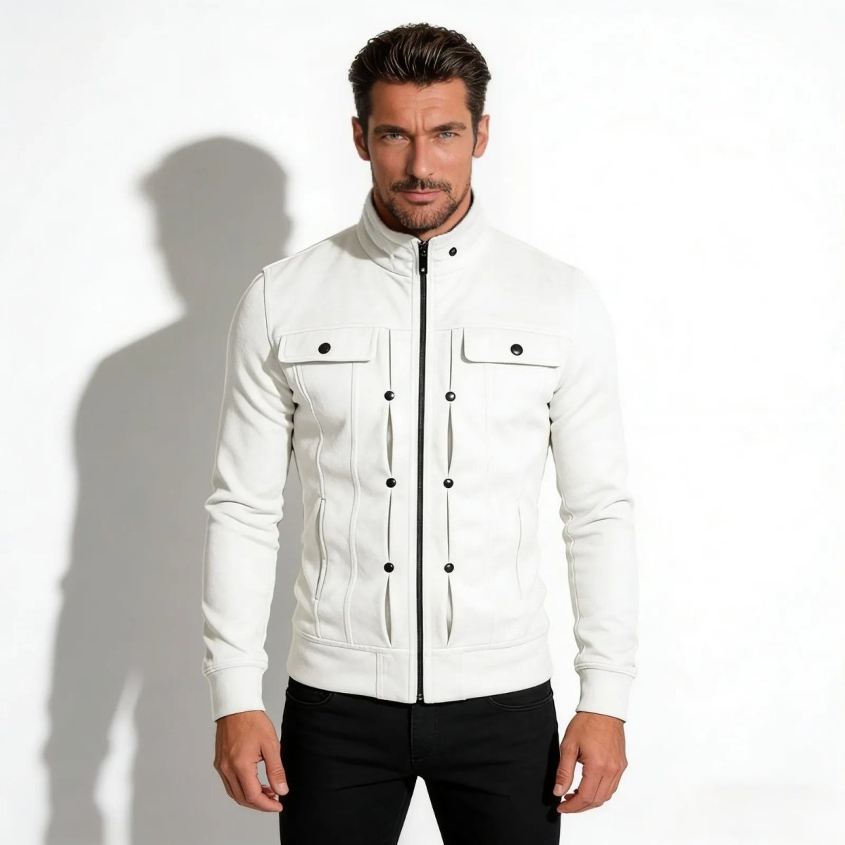 Armand Leclerc | Black Slim Fit Zip Jacket for Men