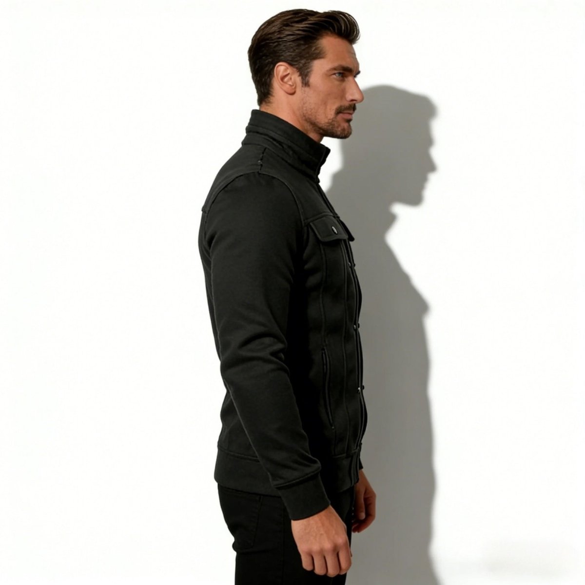 Armand Leclerc | Black Slim Fit Zip Jacket for Men
