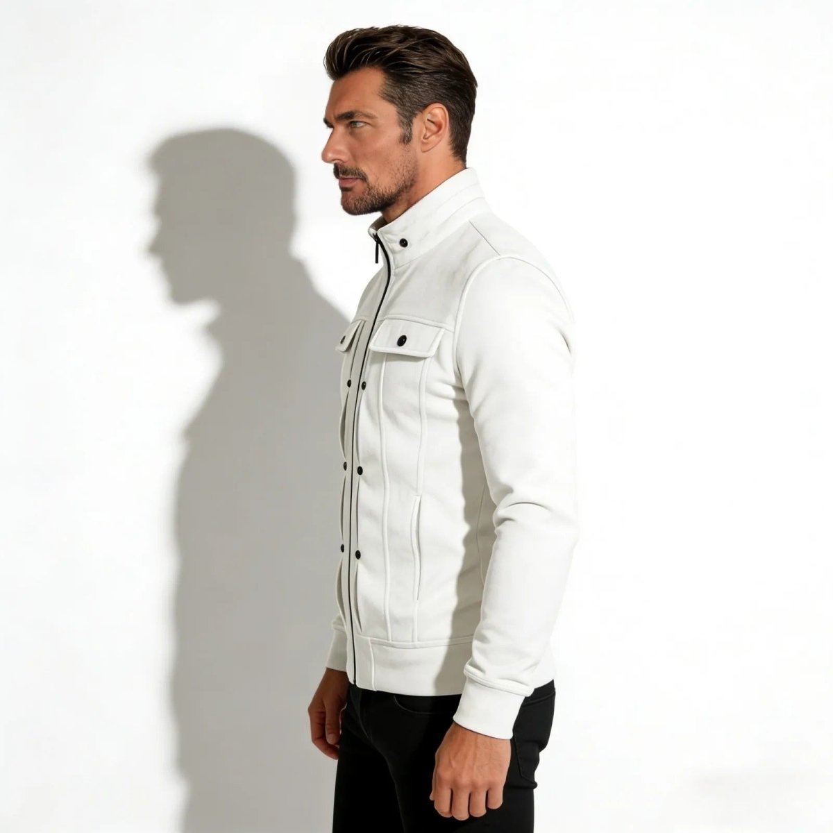 Armand Leclerc | Black Slim Fit Zip Jacket for Men