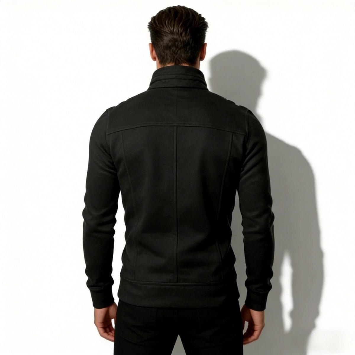 Armand Leclerc | Black Slim Fit Zip Jacket for Men