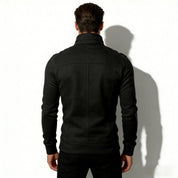 Armand Leclerc | Black Slim Fit Zip Jacket for Men