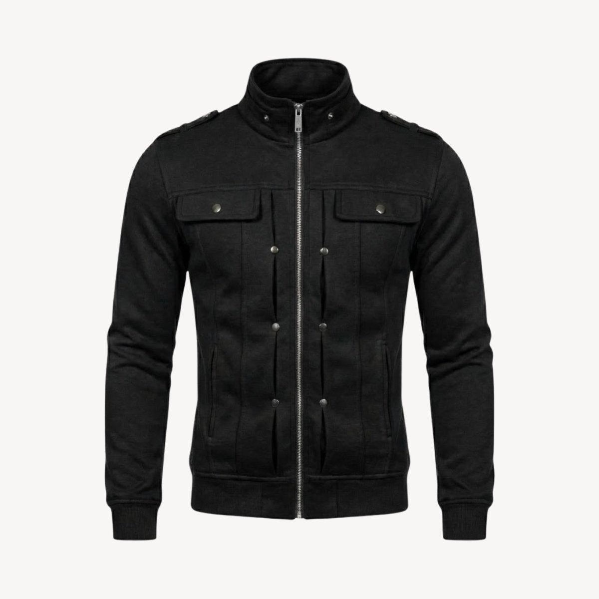 Armand Leclerc | Black Slim Fit Zip Jacket for Men