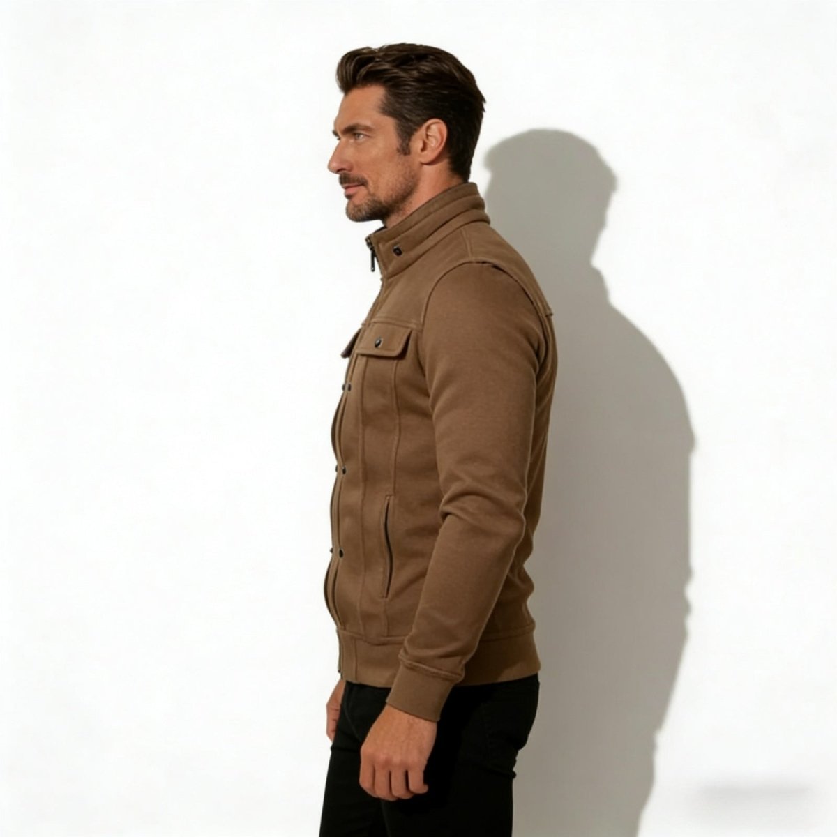 Armand Leclerc | Black Slim Fit Zip Jacket for Men
