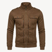 Armand Leclerc | Black Slim Fit Zip Jacket for Men