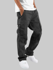 Aurelio Fontaine | Relaxed Fit Dark Grey Cargo Trousers for Men