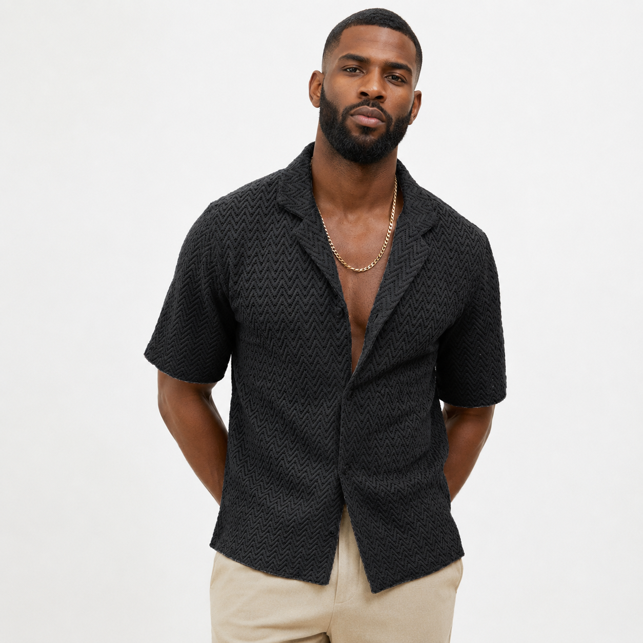 Luca Moretti | Textured Knit Summer Shirt For Men