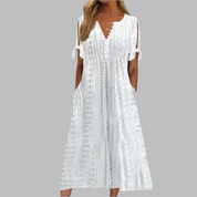 Elena Whitmore | White Broderie Maxi Dress For Women