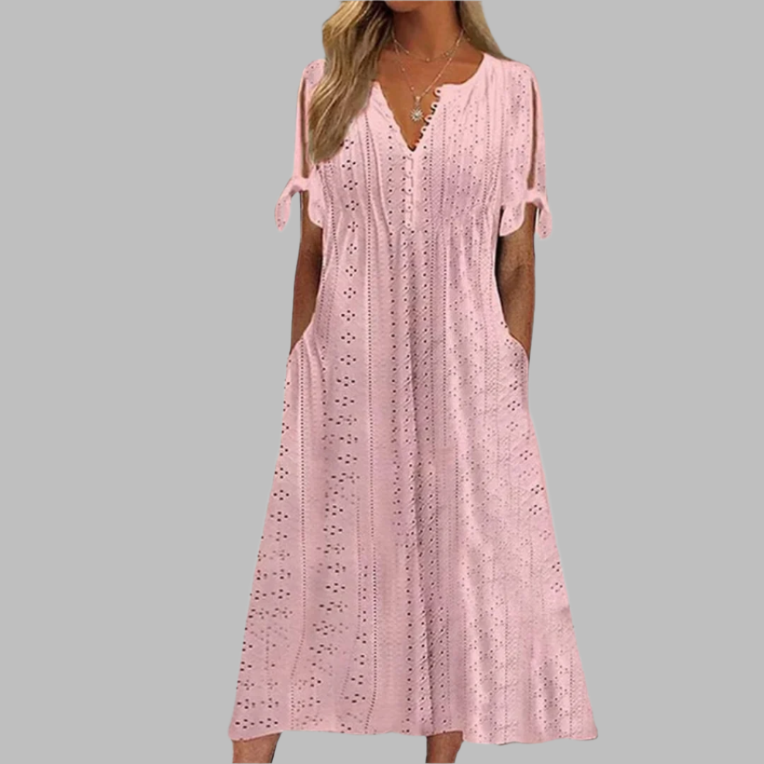 Elena Whitmore | White Broderie Maxi Dress For Women