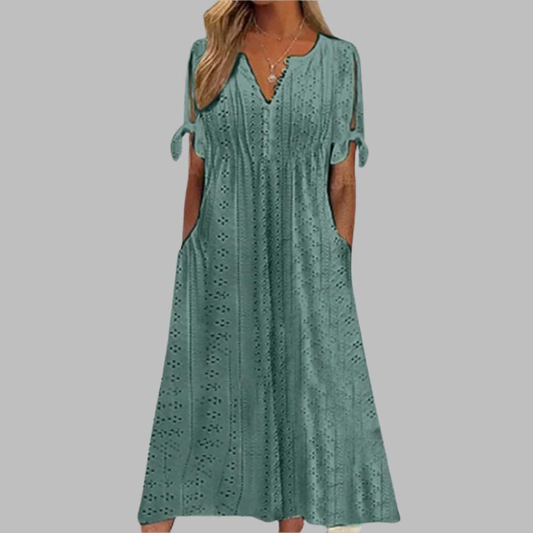 Elena Whitmore | White Broderie Maxi Dress For Women