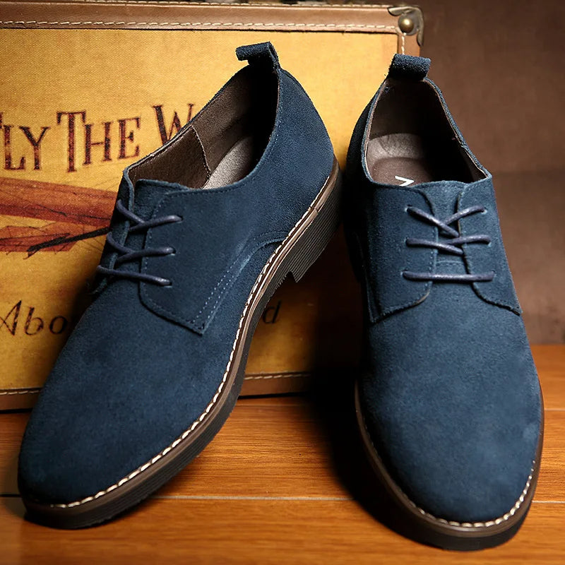 Reginald Ashbourne | Navy Blue Suede Derby Lace-Up Shoes for Men