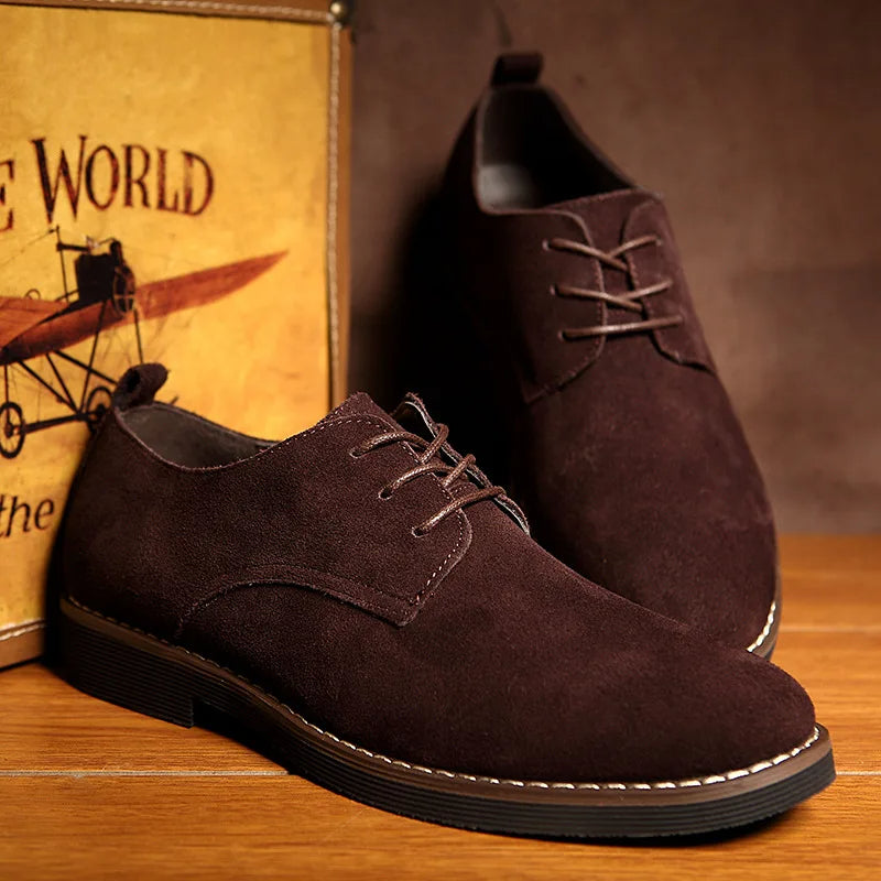 Reginald Ashbourne | Navy Blue Suede Derby Lace-Up Shoes for Men