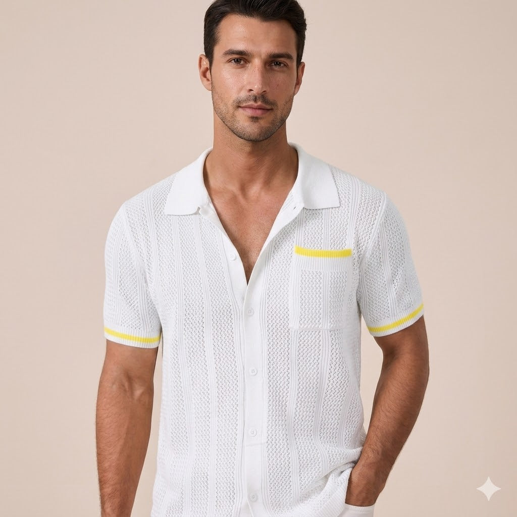 Giacomo Ferrante | Luxury Knit Polo Shirt for Men in Cream