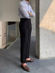 Florian Deschamps | Navy High-Waist Tailored Trousers for Men