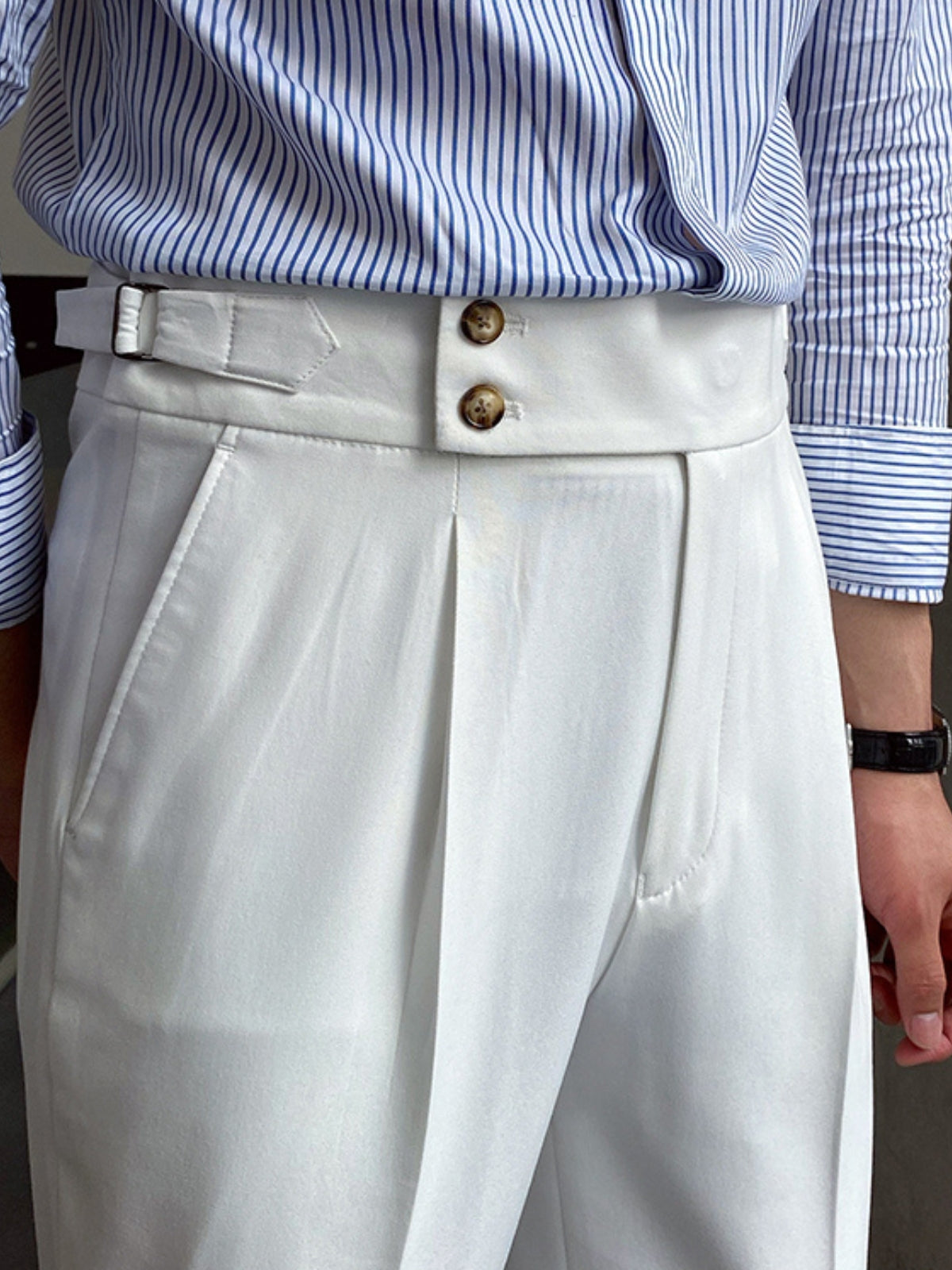 Florian Deschamps | Navy High-Waist Tailored Trousers for Men