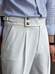Florian Deschamps | Navy High-Waist Tailored Trousers for Men