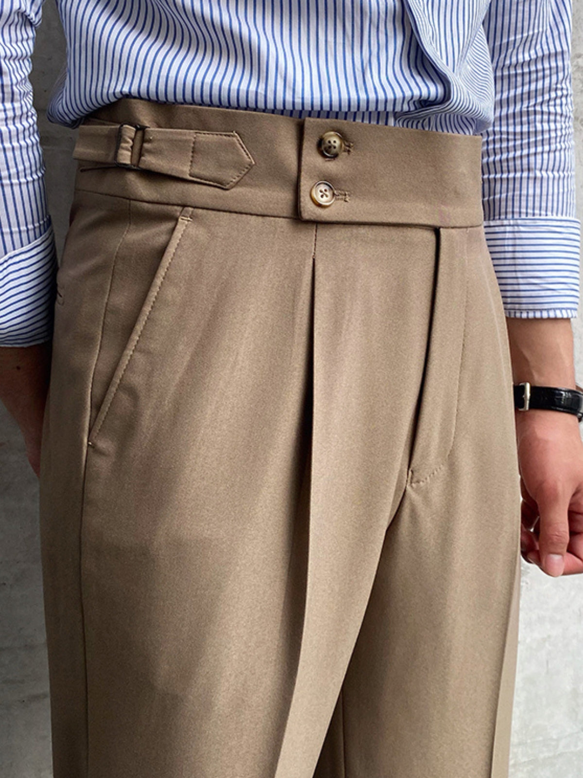 Florian Deschamps | Navy High-Waist Tailored Trousers for Men