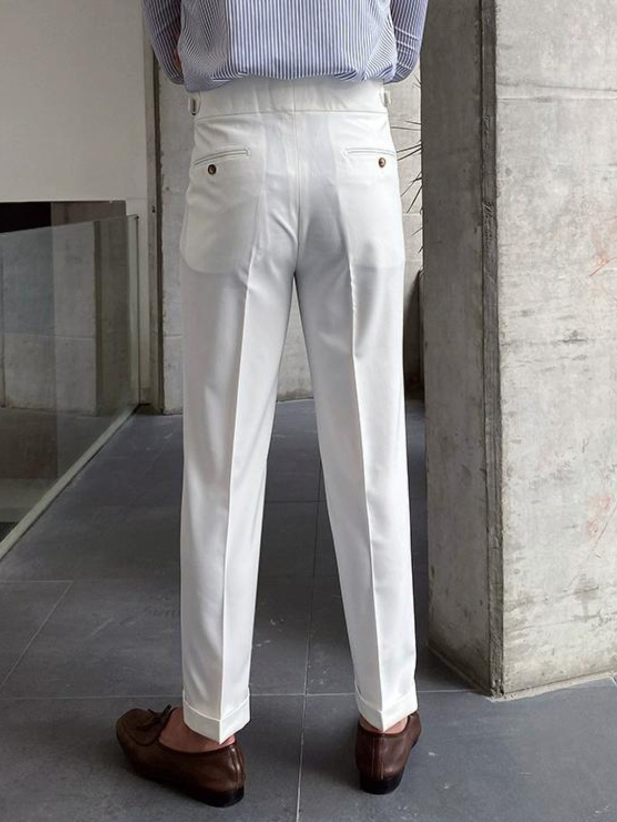 Florian Deschamps | Navy High-Waist Tailored Trousers for Men