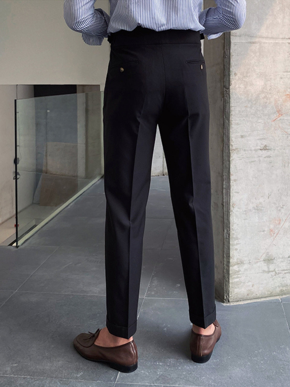 Florian Deschamps | Navy High-Waist Tailored Trousers for Men